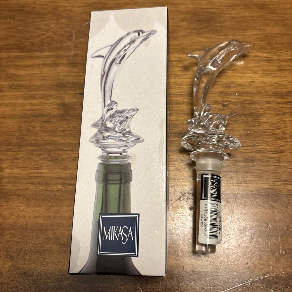 Mikasa Crystal Dolphin Bottle Stopper - NIB W/tags‎ 7"